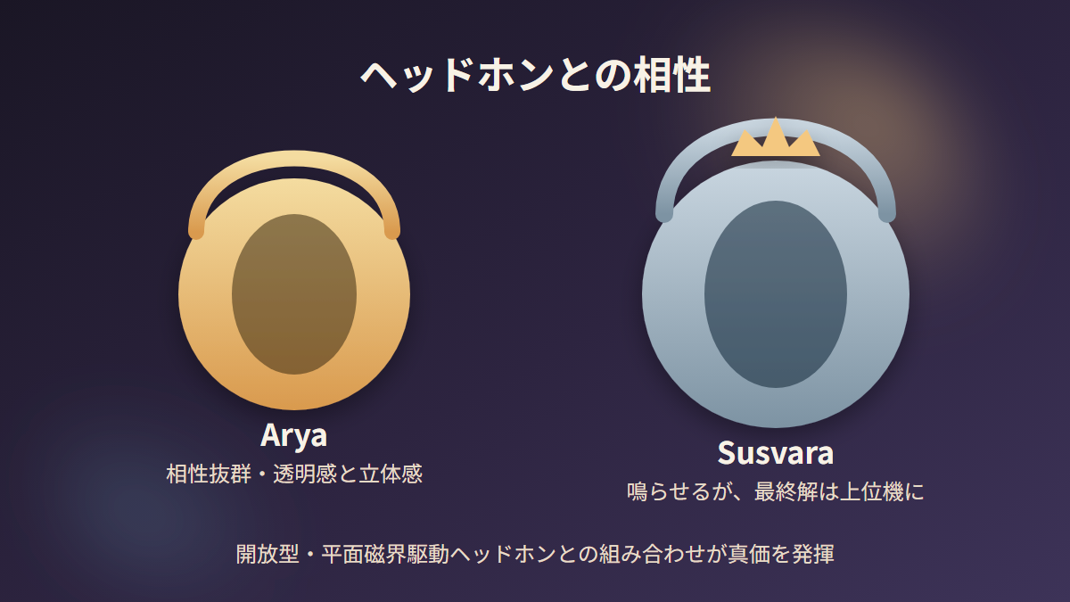 HIFIMAN EF400とArya・Susvaraとの相性を表したイラスト
