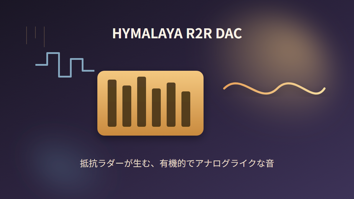 HYMALAYA R2R DACが抵抗ラダーで滑らかなアナログ信号を生み出すイメージ図