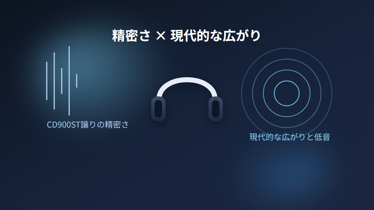 MDR-M1の音質イメージ、CD900STの精密さと現代的な広がりの融合