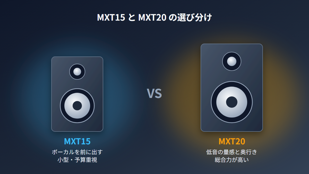 MXT15とMXT20の選び分けを示す比較イラスト